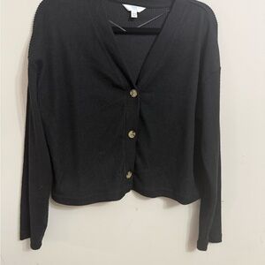 Black Button-Front Women's Sweater Cardigan